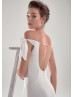 Off Shoulder Ivory Georgette Illusion Back Wedding Dress